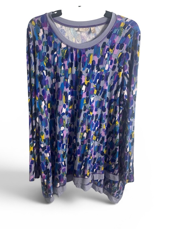 LOGO by Lori Goldstein Tops - LOGO Lori Goldstein Starry Purple Watercolor Abstract Tunic XL